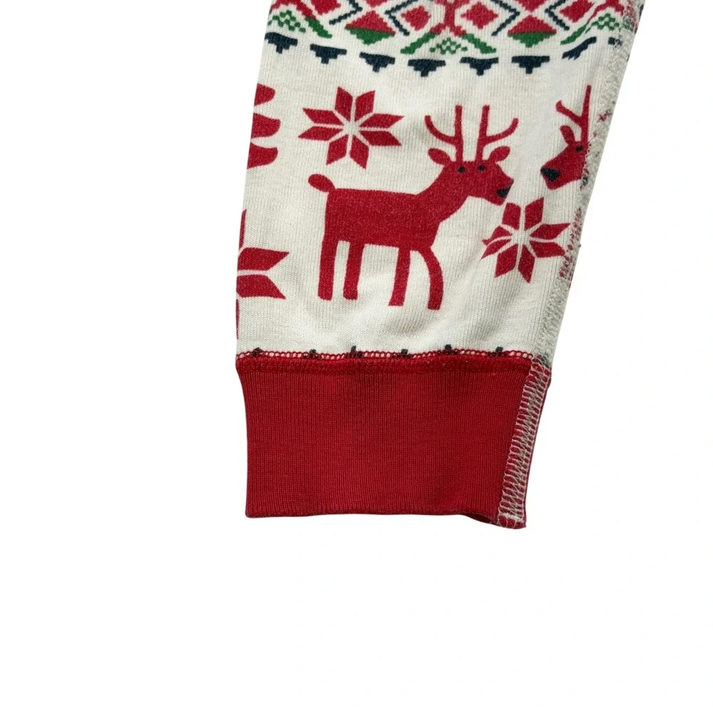 Hanna‎ Andersson Reindeer Fair Isle Long John Pajama Pants Kids 4 Red White